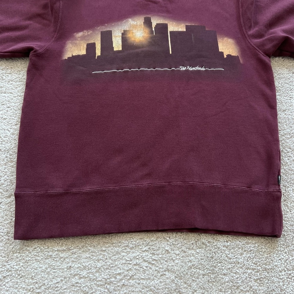 The Hundreds Sweatshirt Mens Large Red LA Skyline Graphic Crewneck Pullover - Picture 4 of 16